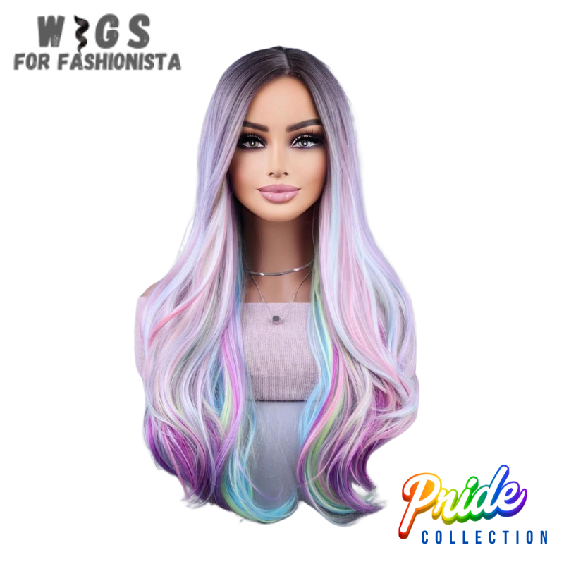 A colorful European and American cosplay wig offers a fusion of vibrant hues and versatile styling options, perfect for cosplay enthusiasts and fashion-forward individuals alike. -WIGS FOR FASHIONISTA