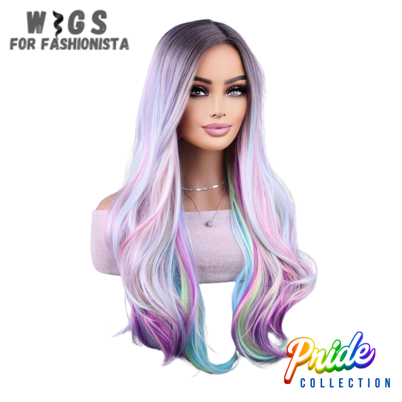 A colorful European and American cosplay wig offers a fusion of vibrant hues and versatile styling options, perfect for cosplay enthusiasts and fashion-forward individuals alike. -WIGS FOR FASHIONISTA