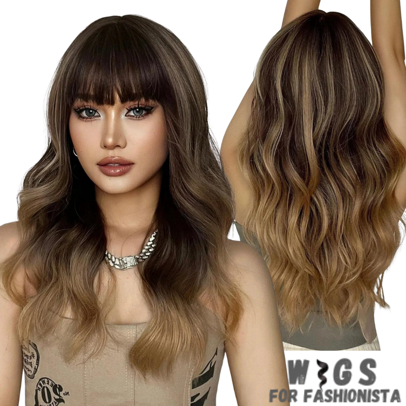 Medium Water Wavy Ombre Wig – Crafted with premium synthetic fibers, this wig features medium-length waves that flow effortlessly, creating a mesmerizing water wavy effect. The ombre coloring adds depth and dimension to the hairstyle, transitioning seamlessly from one shade to another for a stunning and dynamic look. With adjustable cap and breathable construction, this wig offers a comfortable and secure fit.  -WIGS FOR FASHIONISTA