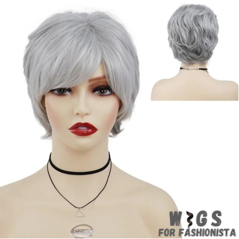 Synthetic Short Hairstyle Wig with Bangs, expertly crafted to mimic the texture and movement of natural hair, ensuring a realistic appearance, breathable and lightweight construction. Provides all-day comfort, whether you're out on the town or lounging at home. The bangs frame the face beautifully, adding a flattering touch to any look. -WIGS FOR FASHIONISTA