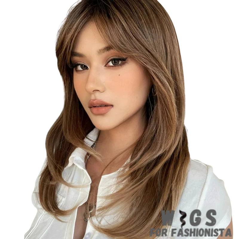 Medium Length Layered Synthetic Wig – Crafted with high-quality synthetic fibers, medium-length cut with beautifully layered strands that add volume and dimension to your hairstyle. The layers create a natural and textured look, allowing for easy styling and a flattering silhouette. -WIGS FOR FASHIONISTA