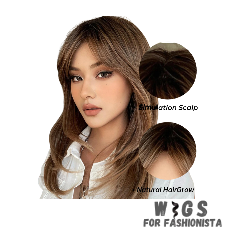 Medium Length Layered Synthetic Wig – Crafted with high-quality synthetic fibers, medium-length cut with beautifully layered strands that add volume and dimension to your hairstyle. The layers create a natural and textured look, allowing for easy styling and a flattering silhouette. -WIGS FOR FASHIONISTA