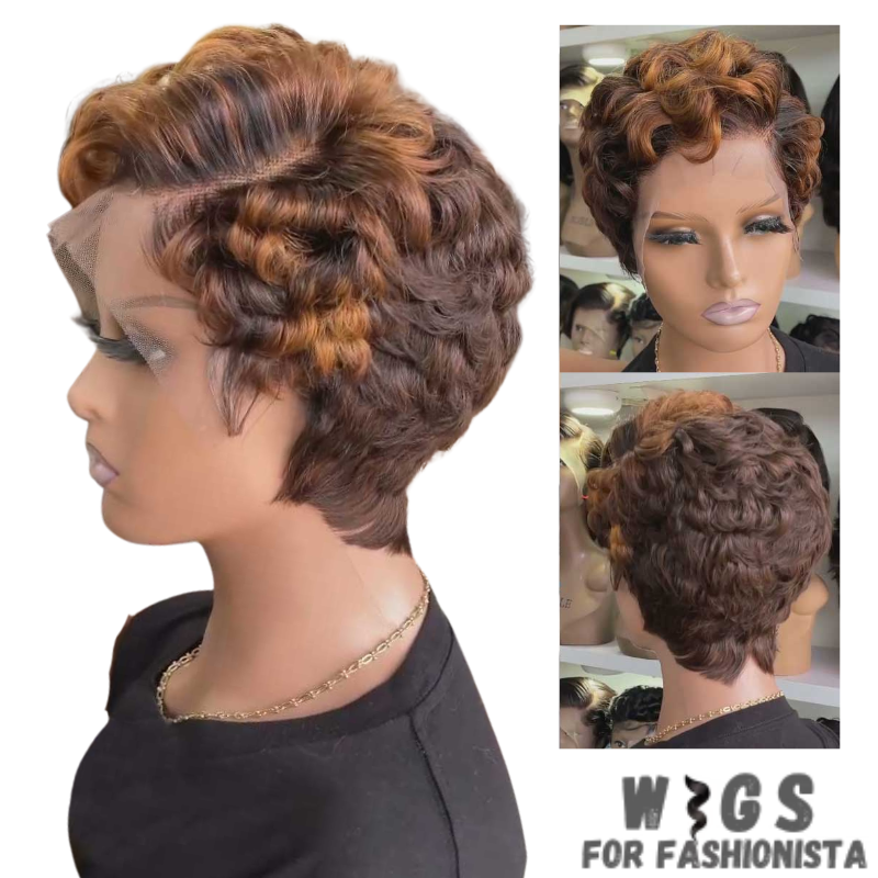 Short Pixie Cut Human Hair Wig.100% premium-quality Human Hair, ethically sourced human hair, soft, natural texture & shine. Short layers adds volume & dimension. Capless Design for superior breathability & comfort. Adjustable straps, for secure & personalized fit, for various head sizes. Ear Tabs added for comfort & to help position the wig naturally. Available in a variety of shades. Can be styled with heat tools, allows curl, straighten, or wave the hair to suit your preference. -WIGS FOR FASHIONISTA