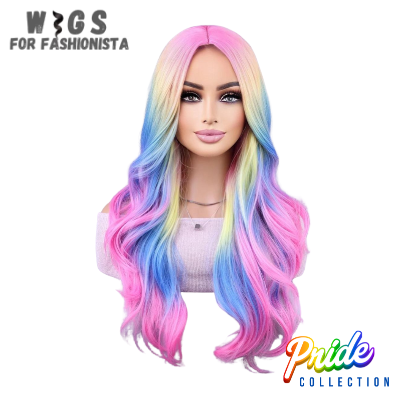 A colorful European and American cosplay wig offers a fusion of vibrant hues and versatile styling options, perfect for cosplay enthusiasts and fashion-forward individuals alike. -WIGS FOR FASHIONISTA