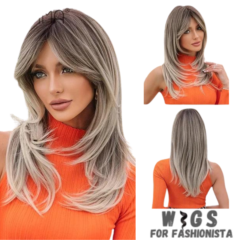 Medium Length Layered Synthetic Wig – Crafted with high-quality synthetic fibers, medium-length cut with beautifully layered strands that add volume and dimension to your hairstyle. The layers create a natural and textured look, allowing for easy styling and a flattering silhouette. -WIGS FOR FASHIONISTA