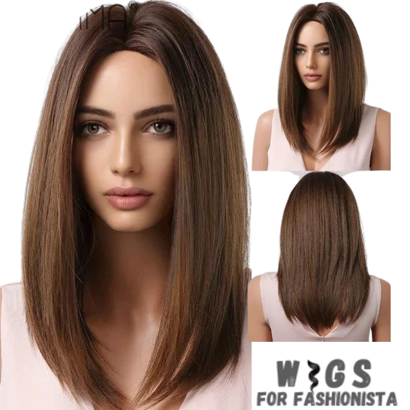 Medium Length Layered Synthetic Wig – Crafted with high-quality synthetic fibers, medium-length cut with beautifully layered strands that add volume and dimension to your hairstyle. The layers create a natural and textured look, allowing for easy styling and a flattering silhouette. -WIGS FOR FASHIONISTA