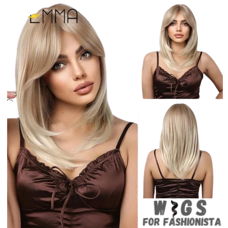 Medium Length Layered Synthetic Wig – Crafted with high-quality synthetic fibers, medium-length cut with beautifully layered strands that add volume and dimension to your hairstyle. The layers create a natural and textured look, allowing for easy styling and a flattering silhouette. -WIGS FOR FASHIONISTA