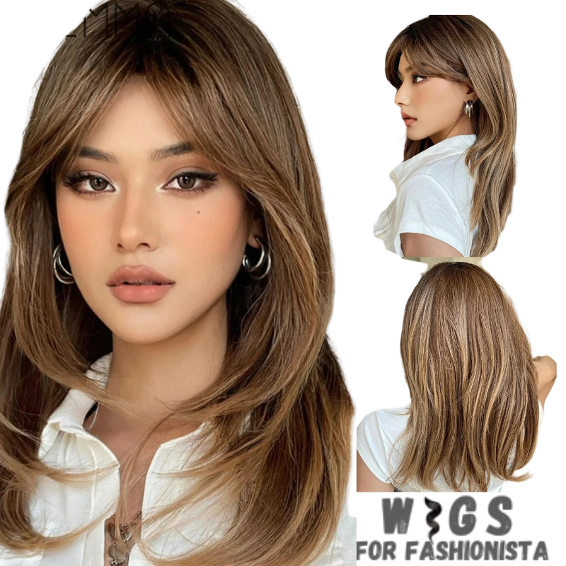 Medium Length Layered Synthetic Wig – Crafted with high-quality synthetic fibers, medium-length cut with beautifully layered strands that add volume and dimension to your hairstyle. The layers create a natural and textured look, allowing for easy styling and a flattering silhouette. -WIGS FOR FASHIONISTA