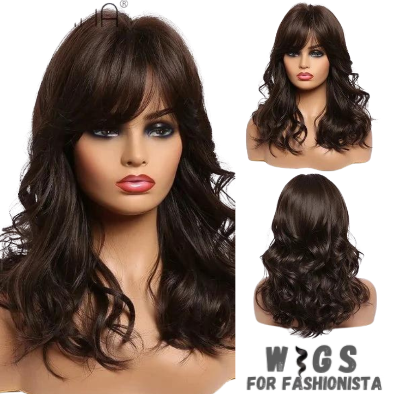 Medium Length Layered Synthetic Wig – Crafted with high-quality synthetic fibers, medium-length cut with beautifully layered strands that add volume and dimension to your hairstyle. The layers create a natural and textured look, allowing for easy styling and a flattering silhouette. -WIGS FOR FASHIONISTA