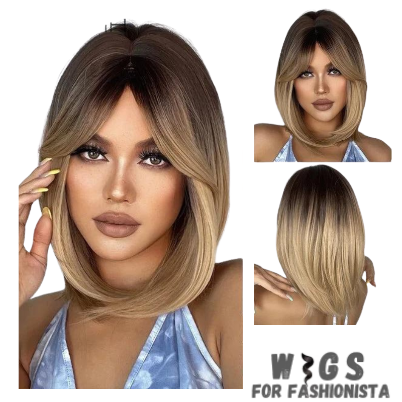 Medium Length Layered Synthetic Wig – Crafted with high-quality synthetic fibers, medium-length cut with beautifully layered strands that add volume and dimension to your hairstyle. The layers create a natural and textured look, allowing for easy styling and a flattering silhouette. -WIGS FOR FASHIONISTA