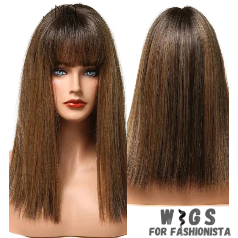 Medium Length Layered Synthetic Wig – Crafted with high-quality synthetic fibers, medium-length cut with beautifully layered strands that add volume and dimension to your hairstyle. The layers create a natural and textured look, allowing for easy styling and a flattering silhouette. -WIGS FOR FASHIONISTA