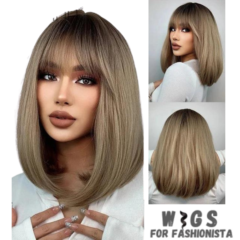 Medium Length Layered Synthetic Wig – Crafted with high-quality synthetic fibers, medium-length cut with beautifully layered strands that add volume and dimension to your hairstyle. The layers create a natural and textured look, allowing for easy styling and a flattering silhouette. -WIGS FOR FASHIONISTA