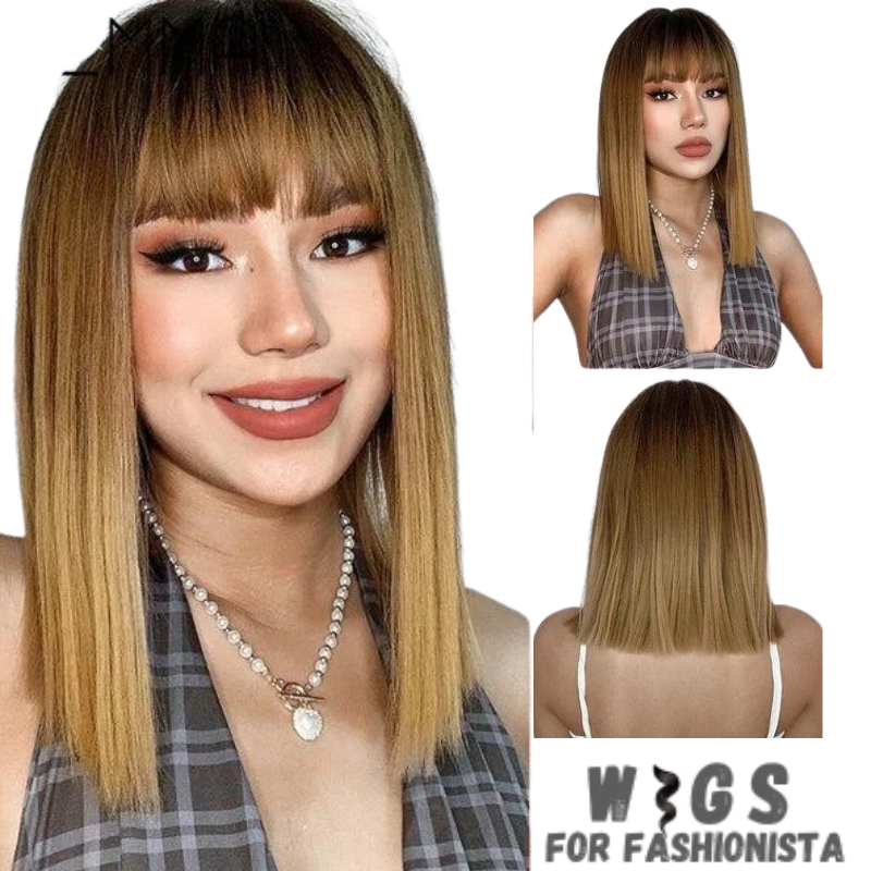 Medium Length Layered Synthetic Wig – Crafted with high-quality synthetic fibers, medium-length cut with beautifully layered strands that add volume and dimension to your hairstyle. The layers create a natural and textured look, allowing for easy styling and a flattering silhouette. -WIGS FOR FASHIONISTA